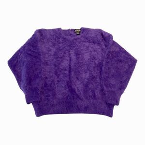 VTG Venesha Sweater Large Purple Angora Blend Fuzzy Pullover Vintage Soft Cozy